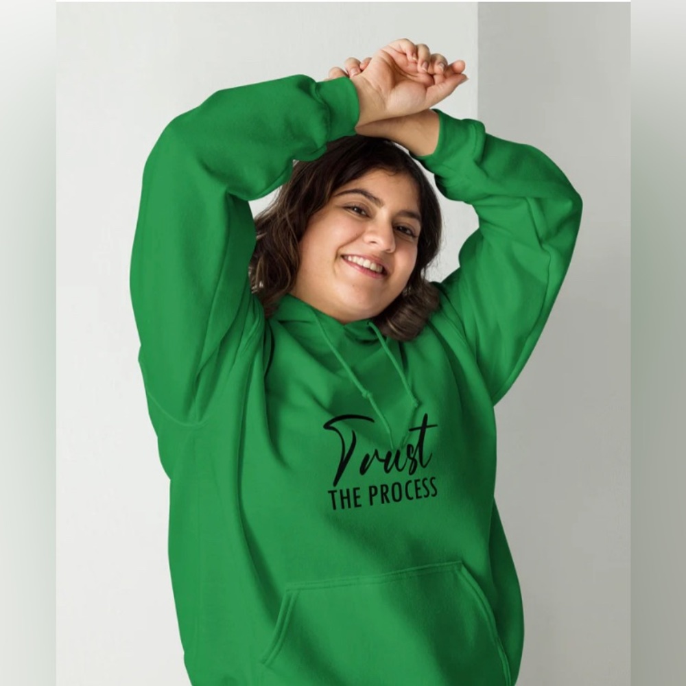 NWT GREEN Graphic Hooded  "Trust The Process"